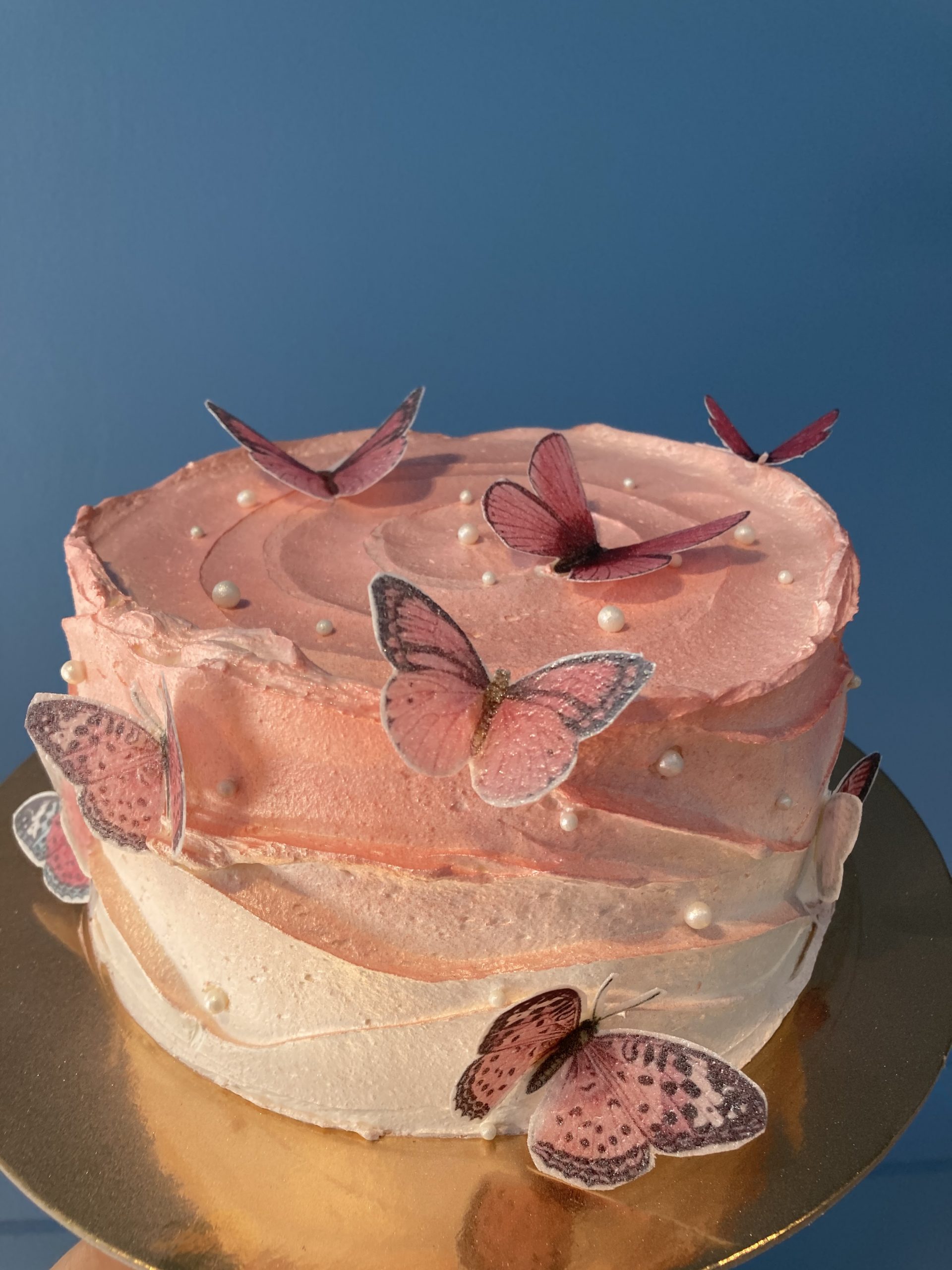 Torta ombre pink sa leptirima (125) (12 porcija)