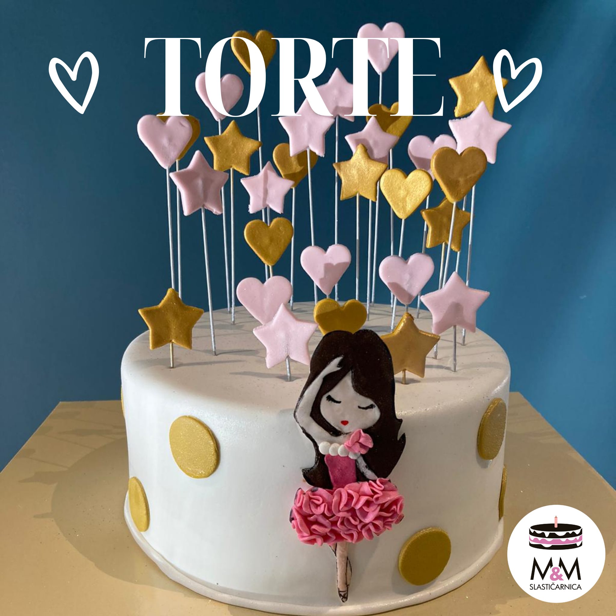 Torta Balerina, zvjezdice, srca (103) (12 porcija)