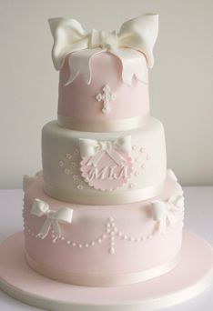 Torta za krštenje sa mašnama, roza (448) (50 porcija)